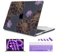 Mektron Designed for 2025/2024/2023 MacBook Air 15 Inch M4 A3241/M3 A3114/M2 A2941 Case, Printed Plastic Hard Shell Cover with 15.5" Liquid Retina Display Touch ID, Golden Dahlia Flowers
