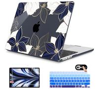Mektron for 2024 M3 MacBook Air 13.6 Inch A3113 Case Fits 2022 2023 A2681 M2 Chip with Liquid Retina Display Touch ID, Printed Plastic Hard Shell Cover for MacBook Air 13.6", Gold line Lily
