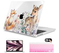 Mektron for 2024 M3 MacBook Air 13.6 Inch A3113 Case Fits 2022 2023 A2681 M2 Chip with Liquid Retina Display Touch ID, Printed Plastic Hard Shell Cover for MacBook Air 13.6", Fox and Deer