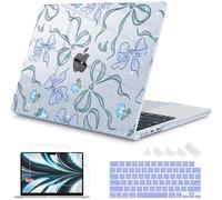Mektron for 2025-2022 MacBook Air 13.6 inch Case M4 M3 M2，Model A3240 A3113 A2681 with Liquid Retina Display Touch ID，Printed Bright Hard Shell Cover for MacBook Air 13.6", Bows C355-Glitter Blue