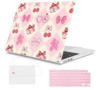 Mektron for 2025 MacBook Air 15 inch M4 Case A3241/ 2024 M3 A3114/ 2023 A2941 M2 Hard Printed Case with 15.3 Liquid Retina Display Touch ID, Plastic Hard Cover & Keyboard Skin- Cherry with Bows