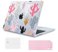 Mektron for 2025 MacBook Air 15 inch M4 Case A3241/ 2024 M3 A3114/ 2023 A2941 M2 Hard Printed Case with 15.3 Liquid Retina Display Touch ID, Plastic Hard Cover & Keyboard Skin- Colorful Cacti-Blue