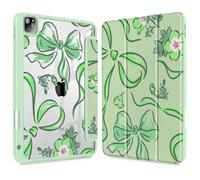 Mektron for iPad Pro 12.9“ M2 2022 Case Compatible iPad Pro 12.9 inch 6th/ 5th/ 4th/ 3rd Gen Cover 2021-2018 Tablet Case with Shockproof Clear Back Cover for 12.9-inch iPad Pro, Flowers-Bows-Green