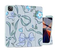 Mektron for iPad Pro 12.9“ M2 2022 Case Compatible iPad Pro 12.9 inch 6th/ 5th/ 4th/ 3rd Gen Cover 2021 2020 2018 Tablet Case with Soft Back Cover for 12.9-inch iPad Pro, Flowers-Bows-Blue