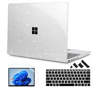Mektron Glitter Case for 13.5" Microsoft Surface Laptop 3-5 Metal Palm Rest Model 1951/1868,2019/2021/2022 Plastic Hard Shell Cover with Screen Protector + Keyboard Cover + Dust Plug,Sparkle Clear
