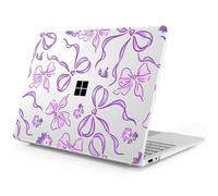 Mektron Printed Case for 2025 Microsoft Surface Laptop Windows 11 Copilot+ PC Surface Laptop 13 inch Touchscreen Display Cover Fits Model 2095, Flowers-Bows-Purple