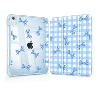 Mektron Sparkly Slim Case for iPad Air 11-inch M4/M3/M2 (2026/2025/2024), Glitter iPad Air 5th/4th 10.9 Inch Tablets Cover with Shiny Clear Back Shell Foldable Bling Smart Cover, Blue Gingham