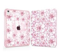 Mektron Sparkly Slim Case for iPad Air 11-inch M4/M3/M2 (2026/2025/2024), Glitter iPad Air 5th/4th 10.9 Inch Tablets Cover with Shiny Clear Back Shell Foldable Bling Smart Cover, Pink Flowers