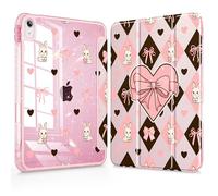 Mektron Sparkly Slim Case for iPad Air 11-inch M4/M3/M2 (2026/2025/2024), Glitter iPad Air 5th/4th 10.9 Inch Tablets Cover with Shiny Clear Back Shell Foldable Bling Smart Cover, Cute Rabbits Bows