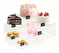 Mekturm 6 Pcs Clear Acrylic Display Risers, 3 Size Sizes Jewelry Display Riser, Cupcakes Sweet Display Holder Stand, Retail Displays Bridge Showcase, for Figures, Buffets, Cupcakes, Jewellery Stands