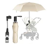 Mekturm Pram Parasol, Pram Umbrella UPF50+ UV Protection with a Multi-Functional Stand Adjustable Sun and Wind Protection Umbrella Pushchair Parasol Universal for All Strollers Prams (Beige)