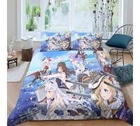 MekUk Azur Lane Duvet Cover Set 3D Printed Decorative Bedding Style Ying Swei Quilt Cover Bedding Sets Theme Comforter Cover Kids Adult Teens Soft Microfiber King（220x240cm）