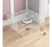 MekUk Cat Houses Large DIY Cat Enclosure Indoor Small Animals Cages Kitten Crate Indoor Use Pet Cages Ferret Cage Dog Playpen(White,111x111x47cm)