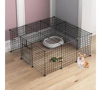 MekUk Cat Houses Large DIY Cat Enclosure Indoor Small Animals Cages Kitten Crate Indoor Use Pet Cages Ferret Cage Dog Playpen(Schwarz,111x111x47cm)