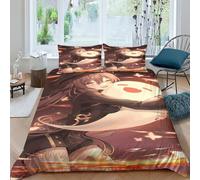 MekUk Genshin Impact 3 Pieces Duvet Cover Set 3D Printed Bedding Hu Tao Quilt Cover Set Soft Microfiber Bedding Zipper Closure for Teens And Adults King Size Comforter Cover Double（200x200cm）