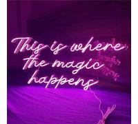 MekUk Led Neon Sign This Is Where The Magic Happens Light Up Letters Neon Decorative Lights, Neon Sign For Wall Decor Room Decor for Bedroom Aesthetic Cool Decor