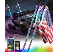 MekUk LED Whip Lights Flag 【4FT】 2Pcs LED Whip Light With Remote Control And APP-Control, Lighted Antenna RGB Whips for ATV UTV Offroad Sand Dune Buggy RZR Truck Can