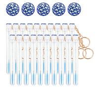 Mekupeu 20 Pcs Mascara Wand Tube Set Diamond Key Chain Tube Empty Mascara Brushes & Eyelash Spoolies Brush Makeup Tool Applicator (Deep blue)