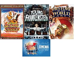 Mel Brooks Trilogy Blazing Saddles, Young Frankenstein, & History Of The World 3 DVD Set Includes Bonus Glossy Print Art Card