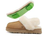 Mel&Syd Australian Sheepskin Slippers for Women With Two Ways Wearing Hook On Elastic Ankle Fur Strap Water Repellent Genuine Suede Shearling Soft Memory Foam for Indoor Outdoor Warm Fuzzy Wool Snow