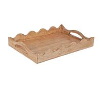 Mela Artisans Ottoman Wooden Serving Tray | Medium, Scallop White Burnt | Decorative Mango Wood | Serve Breakfast, Other Foods, Coffee and Tea | Rustic Home Decor | 14" x 10” x 2.5”