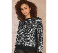 Mela Black All Over Sequin Relaxed Fit Jumper Black L
