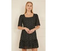 Mela Black Star Print Skater Dress Black 10