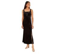 Mela Black Velvet Fitted Midi Dress (UK, Numeric, 16, Regular, Regular, Black)