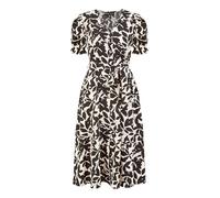 Mela London Mela Black and White Leaf Print Midi Tea Dress 12 Black