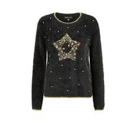 Mela London Mela Black Fluffy Star Christmas Jumper S Black