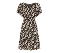Mela London Mela Black Leaf Print Mesh Stretch Skater Dress 14 Black