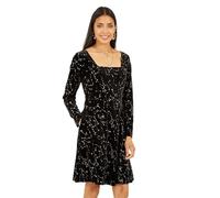 Mela London Mela Black Star Foil Print Long Sleeve Skater Dress 10 Black