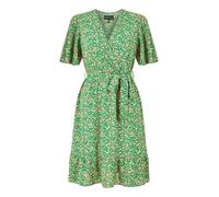 Mela London Mela Green Ditsy Print Wrap Front Skater Dress 12 Green