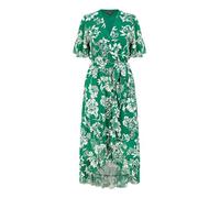 Mela London Mela Green Floral Wrap Midi Dress with Frill Detail 10 Green
