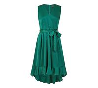 Mela London Mela Green Satin Dipped Hem Wrap Over Midi Dress 10 Green