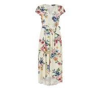 Mela London Mela Ivory Floral Wrap Dip Hem Dress 10 White