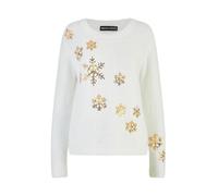 Mela London Mela Ivory Sequin Snowflake Fluffy Jumper L White
