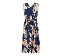 Mela London Mela Navy Rose Printed Wrap Over Sleeveless Skater Dress 14 Navy
