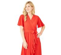 Mela London Mela Red Wrap Over Frill Hem Dress Red 14