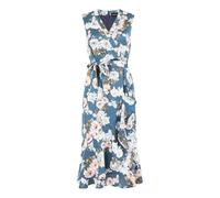 Mela London Womens Blue Floral Satin Wrap Midi Dress Blue 10