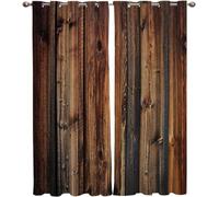 MELABE Rustic Brown Blackout Window Curtain, Farmhouse Wooden Door 3D Print Curtains, 2 Panels Darkening Thermal Insulated Drapes with Top Grommet for Living Room Bedroom 2 x 117.5W x 230H cm