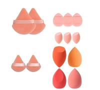 MELADY 14-Piece Makeup Tool Set, Beauty Blender & Thumb Puffs, Soft Cotton & Mini Sponges, Washable Velour Applicators for Foundation Concealer (Pack of 14) (orange)