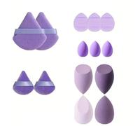 MELADY 14-Piece Makeup Tool Set, Beauty Blender & Thumb Puffs, Soft Cotton & Mini Sponges, Washable Velour Applicators for Foundation Concealer (Pack of 14) (purple)