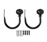 melairo 1 Pair of Metal Curtain Hooks - Retro Wall Mounted Curtain Hold Back Tiebacks Wall Hook Tassel Drapery Holder (Black)