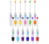 melairo 12 Pcs Multicolor Beadable Pens 4In1 Colored Beads Pen Retractable Ballpoint Pens for DIY Making Kit Students Children Easy to Use 2.28 Inches