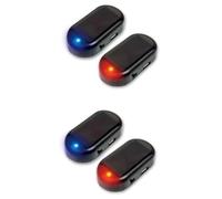 melairo 4 Pcs Car Solar Power Simulated Dummy Alarm Warning Anti-Theft LED Flashing Security Light Simulation Lamp Blue and Red Easy Install