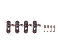 melairo 4Pcs Doll House Door Lock 1:12 Alloy Retro House Miniature Door Lock Doll House Furniture Accessories Right Handle Door Lock Key Scene Accessories