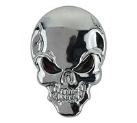 melairo Fashion Punk 3D Skull Skeleton Badge Car/Motorcycle Metal Sticker Cool Decal, Silver