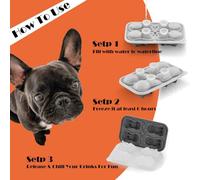 melairo French Bulldog Ice-Cube Mold, 4 Hole Fun Shapes Frenchie Bull Dog Ice-Cube Tray for Whiskey,Cocktail, Pink