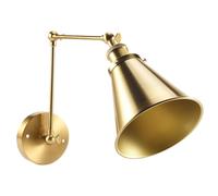 melairo Industrial Wall Sconce Light Brass Cone Shade Wall Light with Adjustable Arm for Indoor Home Bar Warehouse Hallway